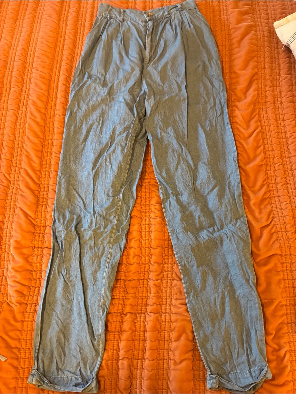 Cotton On blue tencel lyocell cuffed high rise taper pant, size 2